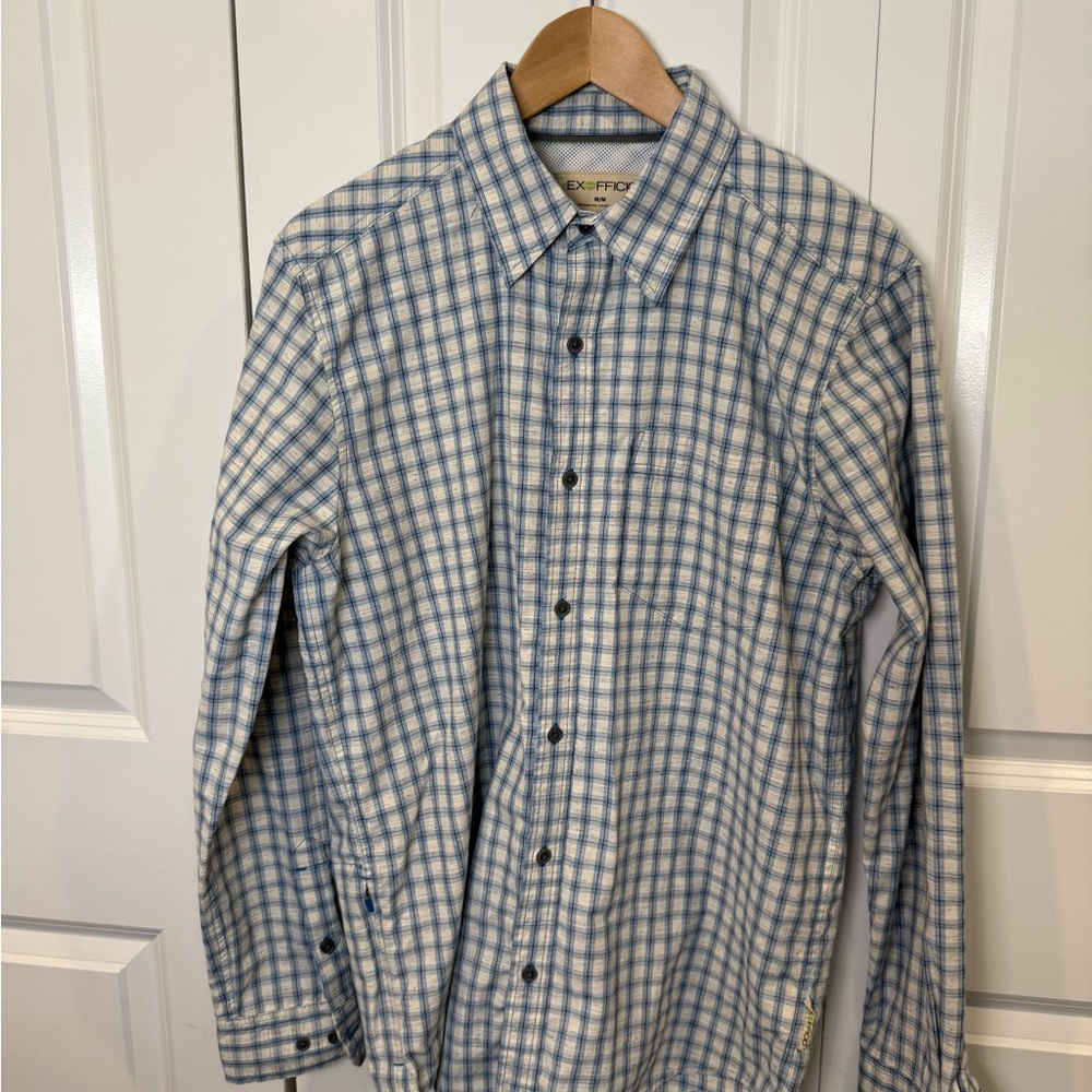 Exofficio Light Blue and White Plaid Shirt Men’s M